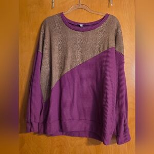 White Birch Purple and Brown Crew Neck Sweater